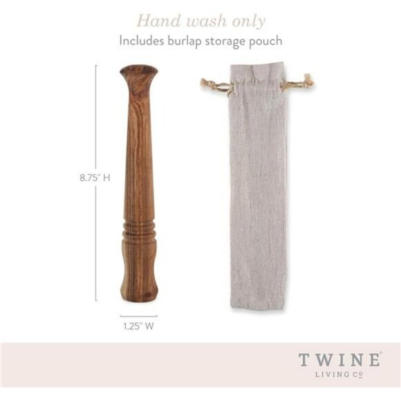 Wood Cocktail Muddler for Mojitos Mint Fruit Bar Tool with Storage Pouch - Picture 3 of 7